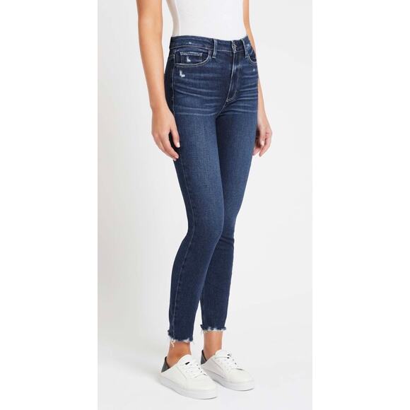 Paige Margot Ankle Jean With Torn Hem in Acoustic Distressed - Picture 1 of 12